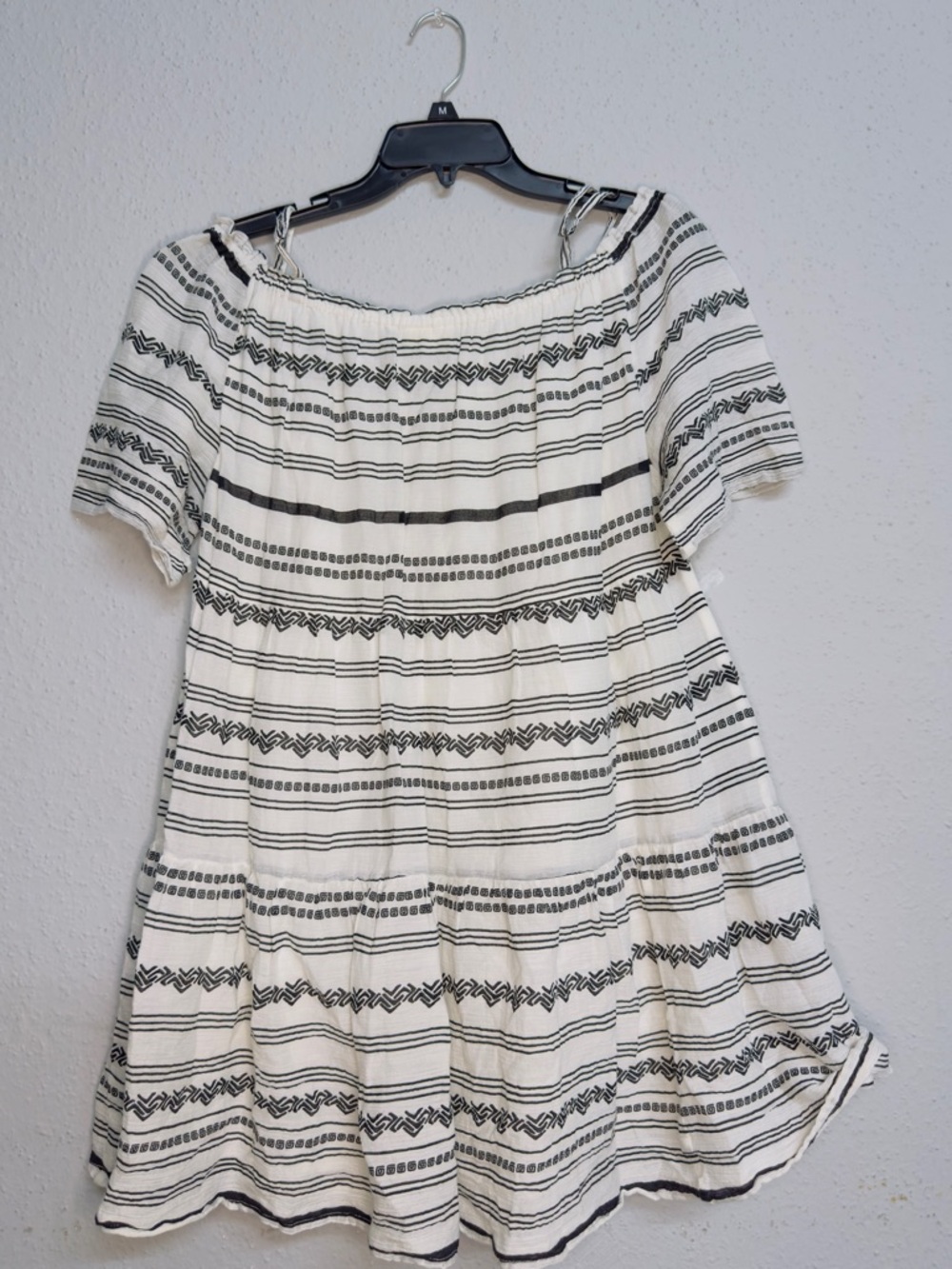 World Market World Market Black And White Off-Shoulder Striped Backless Dress View 3